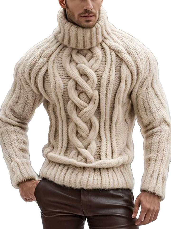 Men's Chunky Knit Jacquard Turtleneck Pullover