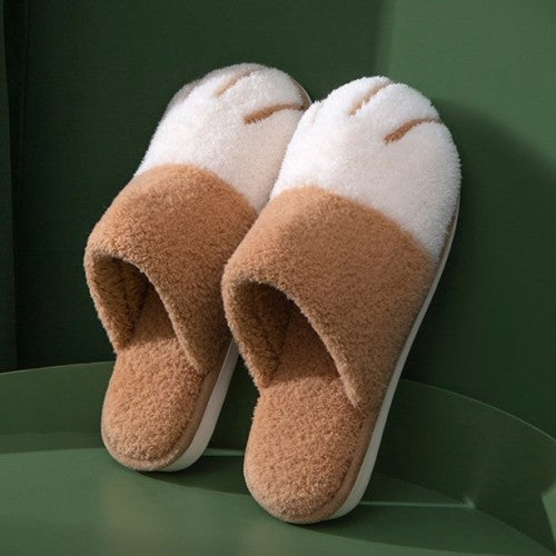 Dark brown cat paw slippers