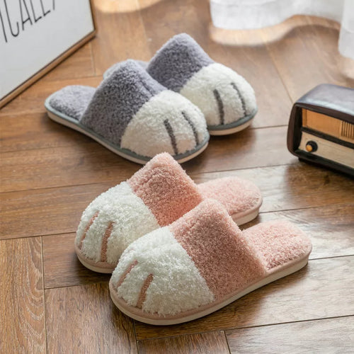 Pink cat paw slippers