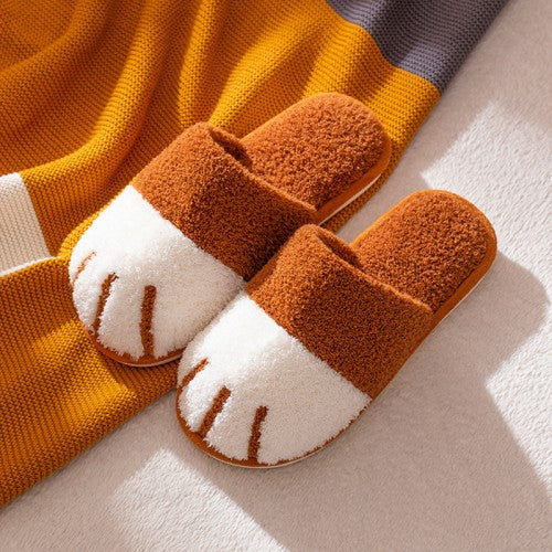 Mustard cat paw slippers